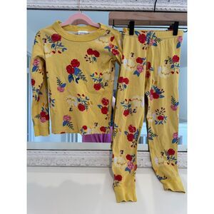 Hanna Andersson Yellow Belle Beauty & the Beast Disney Pajama Set Girls Size 6-7